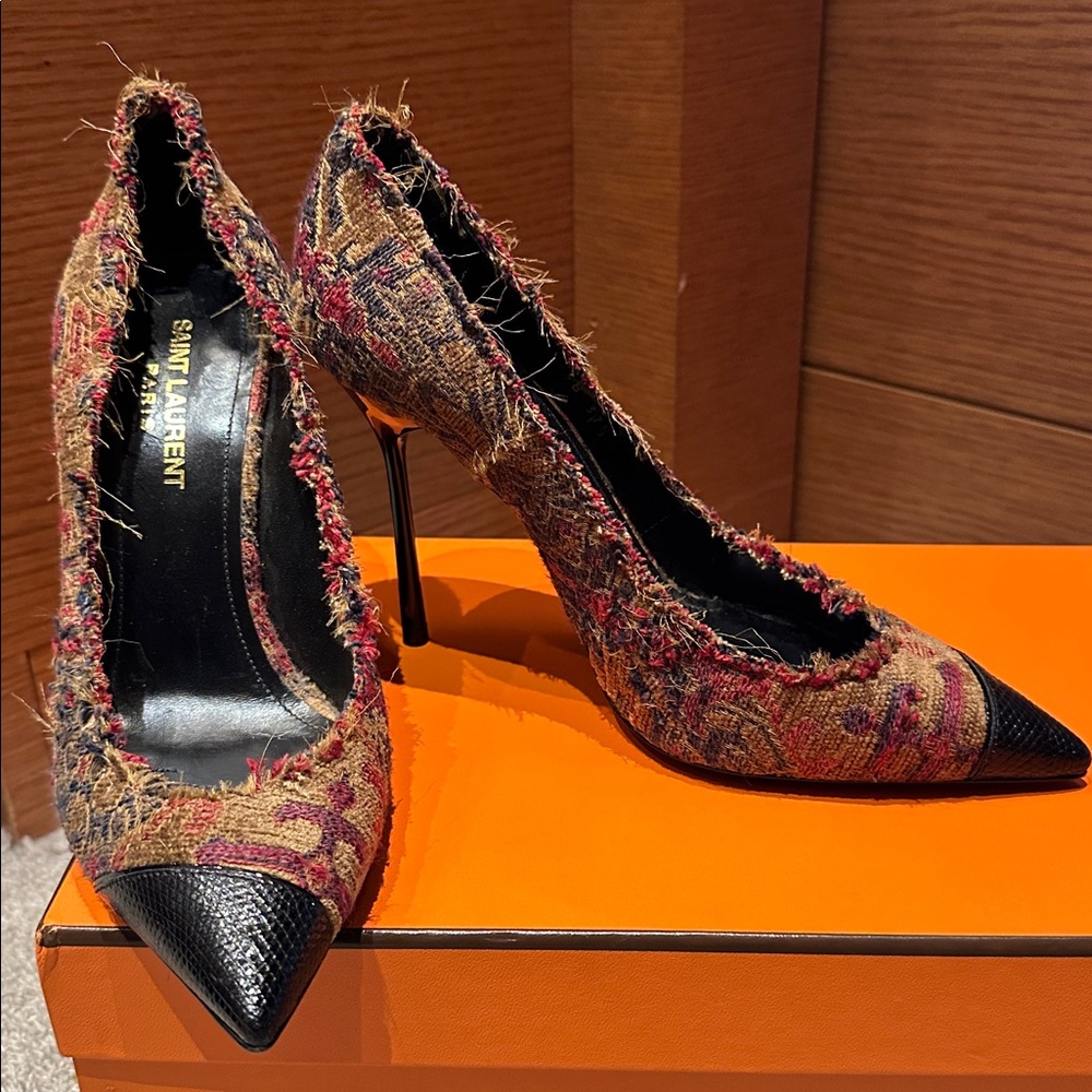 Saint Laurent Multicolor Textured Heels